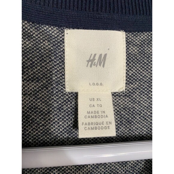 H&M Sweater Navy Fair Isle Nordic Cotton Crew Neck Long Sleeve Pullover - Picture 5 of 9